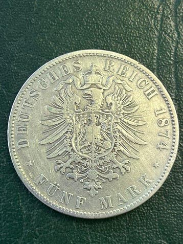 Duitsland, keizerrijk 5 Mark 1874, Bayern (Zonder