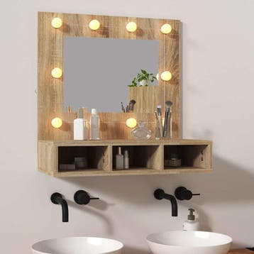 vidaXL Spiegelkast met LED-verlichting 60x31,5x62 cm sonoma, Huis en Inrichting, Verzenden, Nieuw