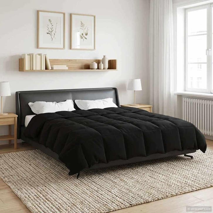 vidaXL Winter Duvet Gekwilt Zwart 200 x 220 cm Microvezel, Huis en Inrichting, Slaapkamer | Beddengoed, Nieuw, Verzenden