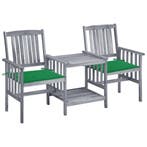 vidaXL Tuinstoelen met tafeltje en kussens massief, Verzenden