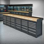 Datona Werkbank PRO – eiken werkblad – 36 lades – 400 cm –, Ophalen of Verzenden