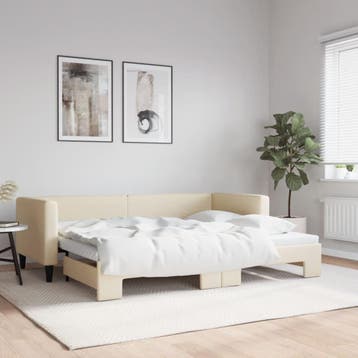 vidaXL Slaapbank met onderschuifbed 80x200 cm stof, Verzenden