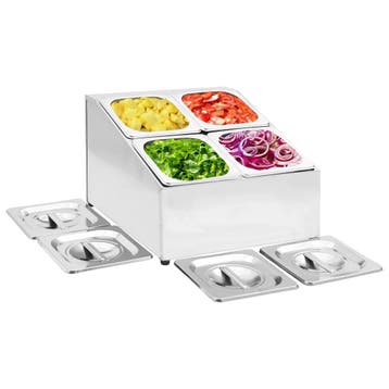 vidaXL Gastronormbakkenhouder met 4 GN 1/6 bakken roestvrij, Verzenden, Nieuw
