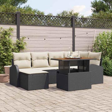 vidaXL Tuinbank Set 7 st Zwart en crème, Verzenden, Nieuw