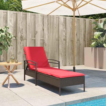 vidaXL | Ligstoel | met kussen Bruin 63 x 200 x 81 cm poly, Verzenden, Nieuw