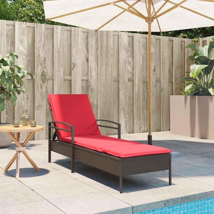 vidaXL Verstelbare zonnebank met 3 posities poly rattan, Jardin & Terrasse, Chaises longues, Envoi