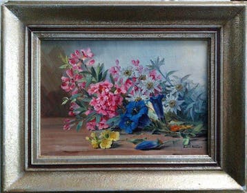 Erich Müller - composizione di fiori di montagna, Antiek en Kunst