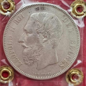 België. Leopold II. 5 Francs 1873 (Zonder minimumprijs), Postzegels en Munten