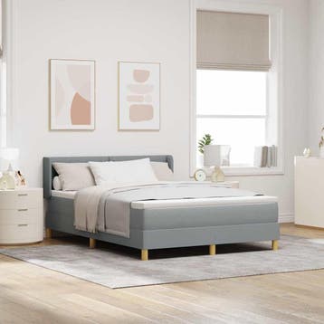 vidaXL Boxspring bed met kussen Lichtgrijs 200 x 160 cm Stof, Kleding | Dames, Verzenden, Nieuw