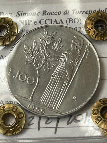 Italie, République 100 Lire 1955 Minerva