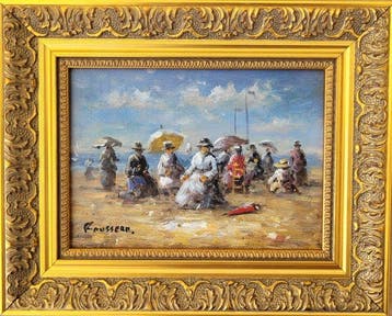 Camille Rousseau (1949) - Les élégantes à la plage ~, Antiek en Kunst