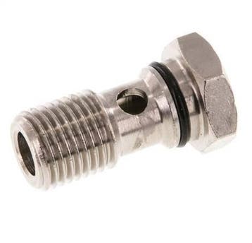 Boulon Banjo 1 voie en laiton nickelé avec filetage mâle, Verzenden