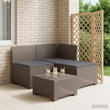 vidaXL 3-Zits Tu bank met Kussens Rattan Look 3-zits PP, Verzenden, Nieuw