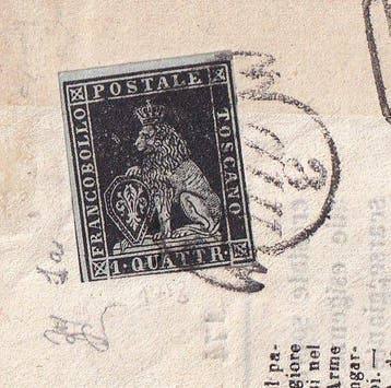 Italiaanse oude staten - Toscane - 1854 Deelkop van een, Gestempeld