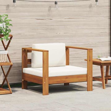 vidaXL Tuinstoel met kussen massief acaciahout crème, Tuin en Terras, Verzenden, Nieuw