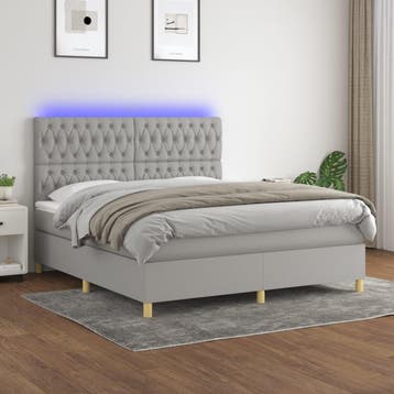 vidaXL Boxspring met matras en LED stof lichtgrijs 180x200, Huis en Inrichting, Verzenden, Nieuw