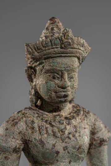 Cambodja - Khmerkunst Brons / koperlegering Gekroonde, Antiek en Kunst