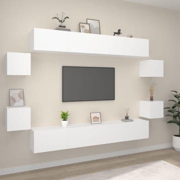 vidaXL 8-delige Tv-meubelset bewerkt hout wit, Verzenden