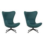 Set van 2 Leren draaifauteuils Soul - Toledo Turquoise, Huis en Inrichting, Nieuw, Ophalen of Verzenden, 75 tot 100 cm, Leer