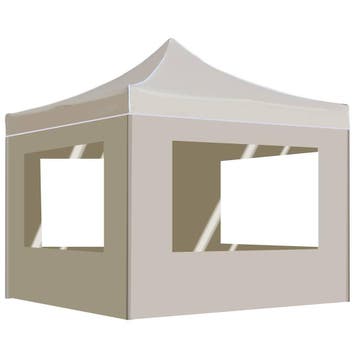 vidaXL Partytent inklapbaar met wanden 2x2 m aluminium crème, Tuin en Terras, Verzenden, Nieuw