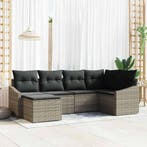 vidaXL Tuin Eettafel Set 6 pcs Grijs Poly Rattan en, Verzenden, Nieuw