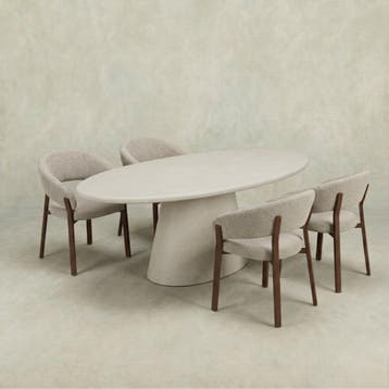 Eettafel Ovaal Maya Microcement Kegelpoot 200 cm Wit, Maison & Meubles, Verzenden