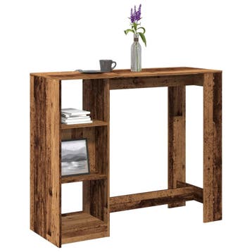 vidaXL Bartafel met schap 124x46x103,5 cm bewerkt hout oud, Huis en Inrichting, Tafels | Eettafels, Verzenden, Nieuw