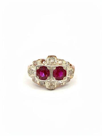 Zonder minimumprijs - Ring - 9 kt. Zilver, Roségoud Spinel -, Nieuw