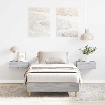 vidaXL Bedframe zonder matras 90x190 cm spaanplaat grijs, Verzenden