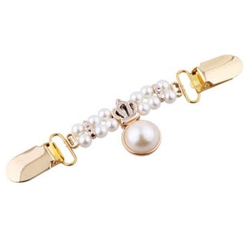 Fako Bijoux - Vestsluiting - Vestclip - Kroon Met Parels -, Verzenden