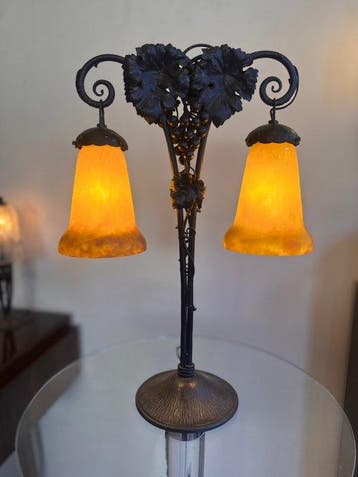 Muller Frères - Lampe - verre marmoréen - Lampe Art Deco, Antiek en Kunst