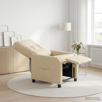 vidaXL Recliner Crèmekleurig Stof, Huis en Inrichting, Fauteuils, Verzenden, Nieuw