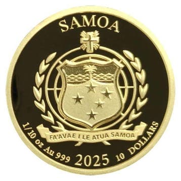 Samoa. 10 Dollars 2025 1/10 oz $10 Samoa Golden Eagle Gold, Postzegels en Munten