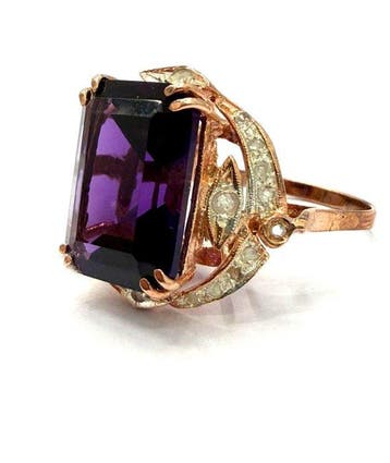 Zonder minimumprijs - Ring - 9 kt. Roségoud, Zilver Spinel -
