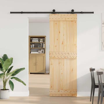 vidaXL Schuifdeur NARVIK Naturel en Zwart 70 x 210 cm (213,5, Doe-het-zelf en Bouw, Deuren en Vliegenramen, Verzenden, Nieuw