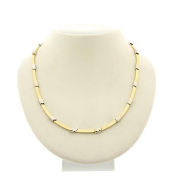 Gouden bicolor damescollier. (Ketting), Ophalen of Verzenden, Gebruikt, Overige kleuren, Goud