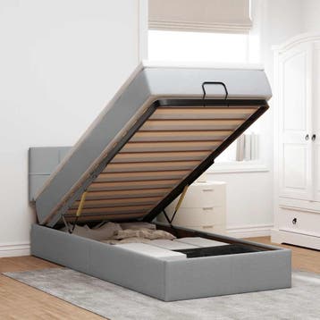 vidaXL Bed poef met matras en LEDs stof 80x200 cm, Verzenden
