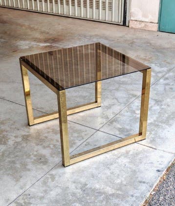 Tafel - Verguld messing, Glas - Hollywood Regency, Huis en Inrichting, Nieuw