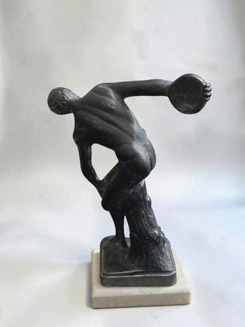 Beeld, Discobole - 20 cm - Gepatineerd brons