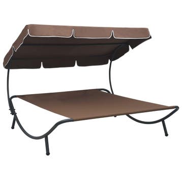 vidaXL Loungebed met luifel bruin, Verzenden, Nieuw