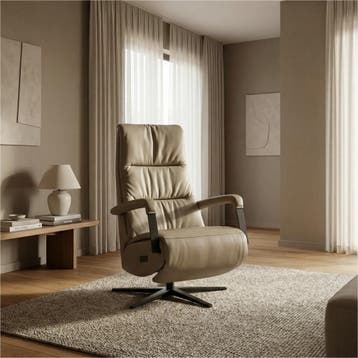 Leren relaxfauteuil met hartbalans Core - Toledo Mocca, Ophalen of Verzenden