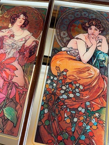 Alphonse Mucha (après) - Wandspiegel (2)- robijn &, Antiquités & Art