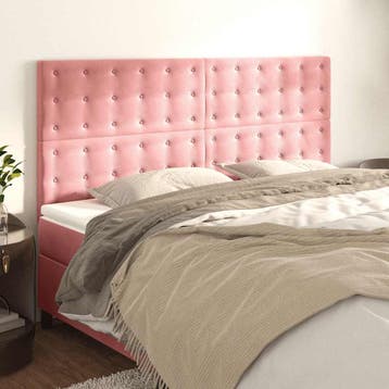 vidaXL Hoofdbord roze 180x5x118/128 cm fluweel, Verzenden, Nieuw