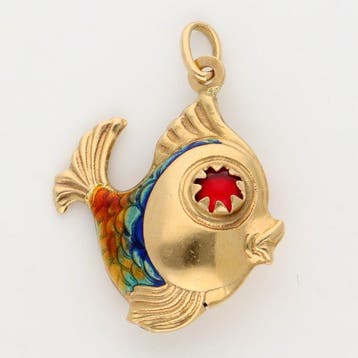 Pendentif - 18 carats Or jaune - Émail