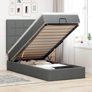 vidaXL Bed poef met matras en LEDs stof 80x200 cm, Verzenden, Nieuw