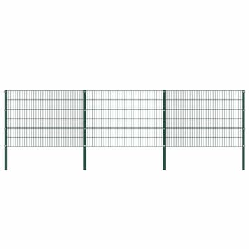 vidaXL Schuttingpaneel met palen ijzer 522x120 cm groen, Verzenden, Nieuw