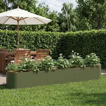 vidaXL Verhoogde Tuinbak Olijfgroen 280 x 40 x 40 cm, Verzenden, Nieuw