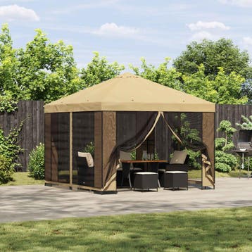 vidaXL Tuin gazebo met zijwanden 3 x 3 m Crèmekleurig, Verzenden