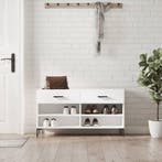 vidaXL Schoenenbank 102x35x55 cm bewerkt hout wit, Huis en Inrichting, Kasten | Schoenenkasten, Verzenden, Nieuw