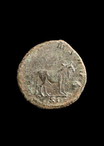 Oud-Romeins Brons Antoninianus van Gallienus met geit,